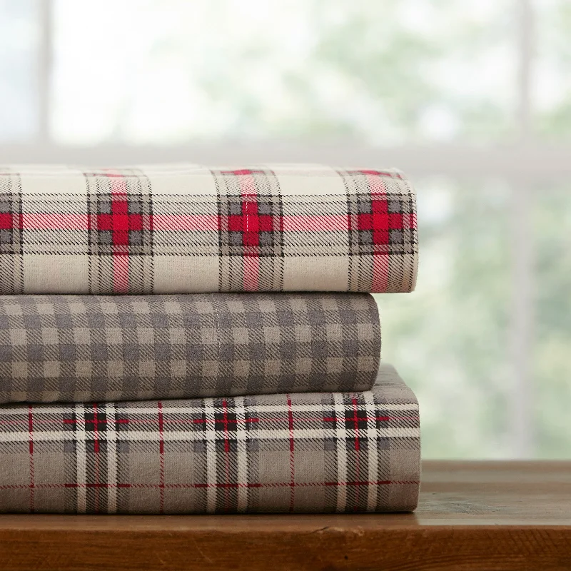 Thermal - Regulating Bamboo Sheets for All - Season ComfortPointehaven Plaid Luxury Flannel Heavy Weigh 180 GSM 100% Cotton Bed Sheet Set