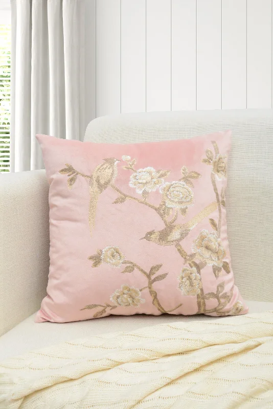 Square Pillows for Modern Home DecorBird and Branches Embroidered Pillow