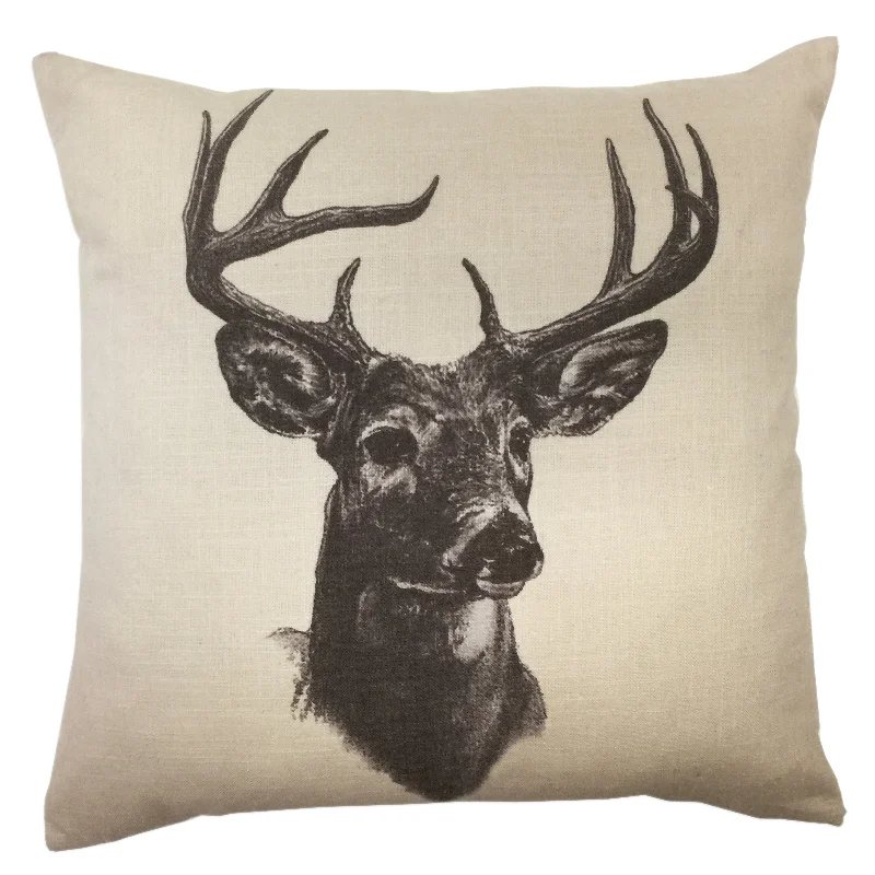 Adjustable Pillows for Customized ComfortHiEnd Accents Whitetail Deer Linen Print Pillow