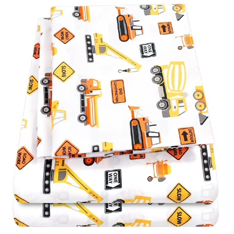 Rayon - Cotton Sheets for a Breathable and Soft BlendConstruction Sheet Set by Sweet Home Collection - Multi