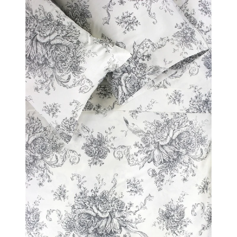 Organic Flannel Sheets for a Natural and Warm SleepPrinted Design Cotton Collection 400 Thread Count Grey Toile Bed Sheet Set