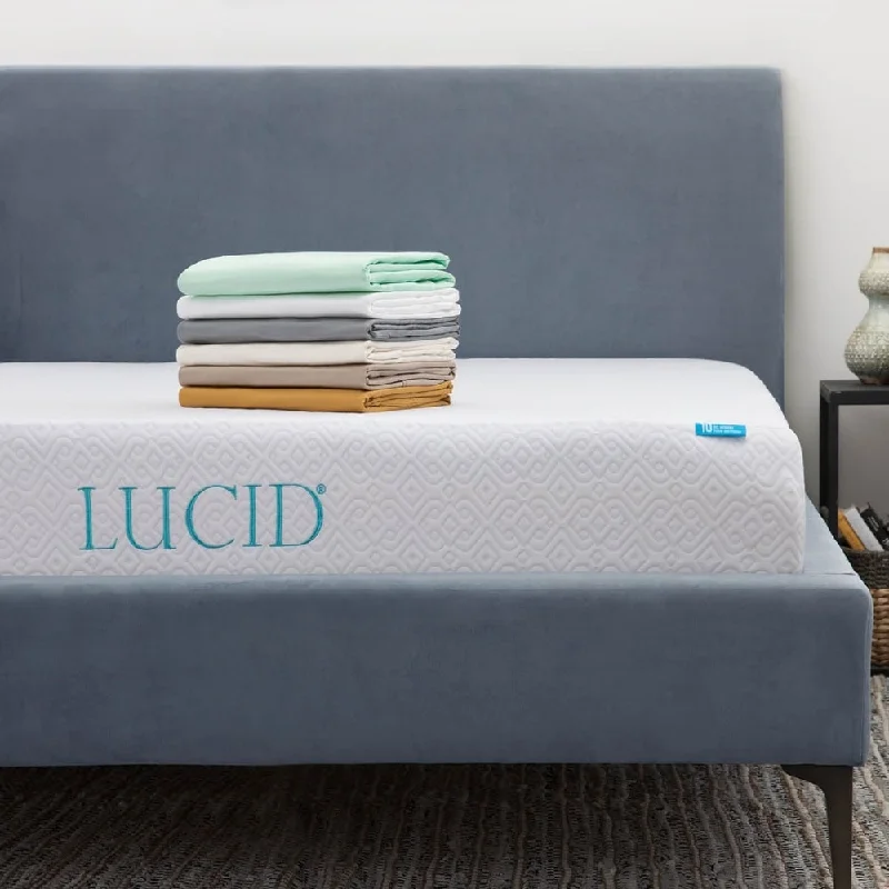 Organic cotton mattresses for a chemical - free sleep surfaceLUCID 10-inch Queen-size Gel Memory Foam Mattress with Tencel Sheet Set Organic cotton mattresses for a chemical - free sleep surfaceLUCID 10-inch Queen-size Gel Memory Foam Mattress with Tencel Sheet Set