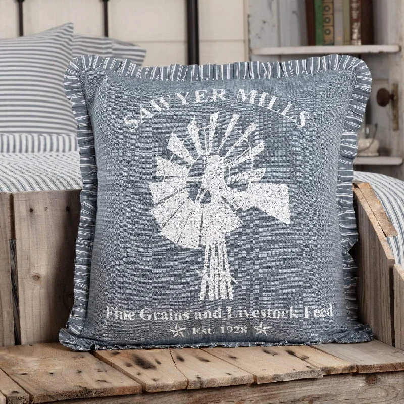 Soft and Fluffy Pillows for Bedroom ComfortSawyer Mill Blue Windmill Pillow