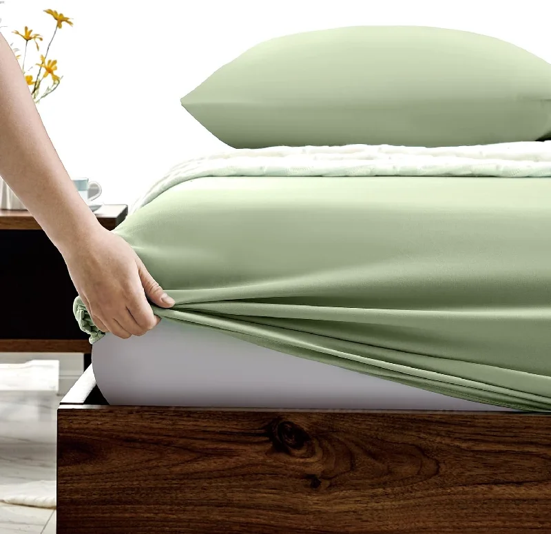 Sheet Sets with Multiple Pillowcase Options18 Inch Fitted Sheet Sage Egyptian Cotton 1000TC