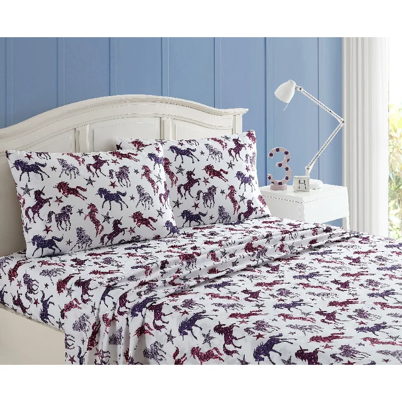 Linen - Cotton Blend Sheets for a Natural and Versatile OptionAsher Home Glitter Unicorn Pink Kid's Microfiber Sheet Set