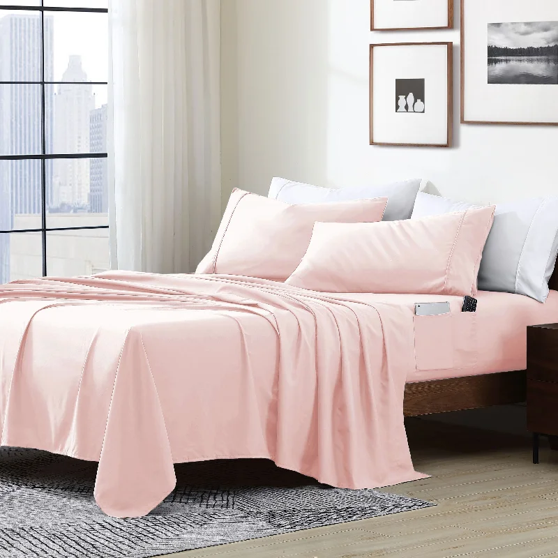 Wrinkle - Free Polyester Sheets for a Low - Maintenance BedHome Essential Soft Microfiber Smart Sheet Storage Pocket Bedding Sheet Set - Assorted Colors