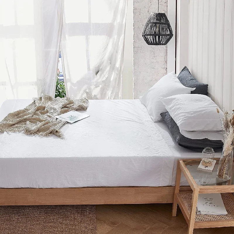 Sheet Sets with Multiple Pillowcase OptionsTerra é Pais - Stonewash 100% Cotton Sheet Set - White