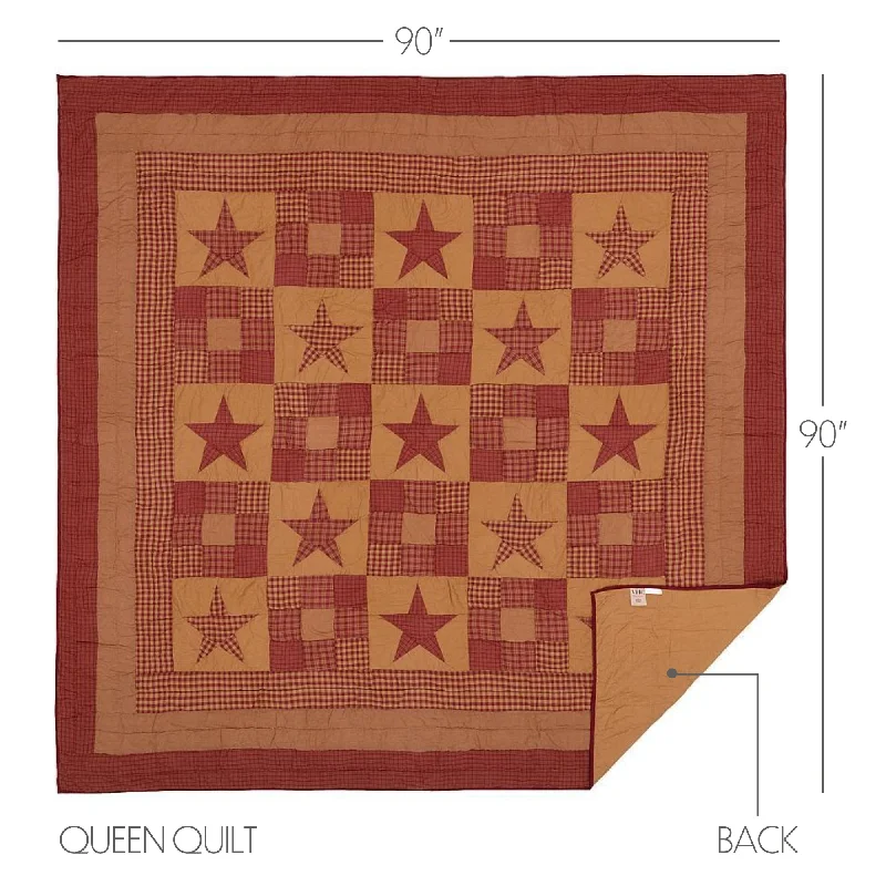Bed skirts with a ruffled tiered designNinepatch Star Queen Quilt 90Wx90L