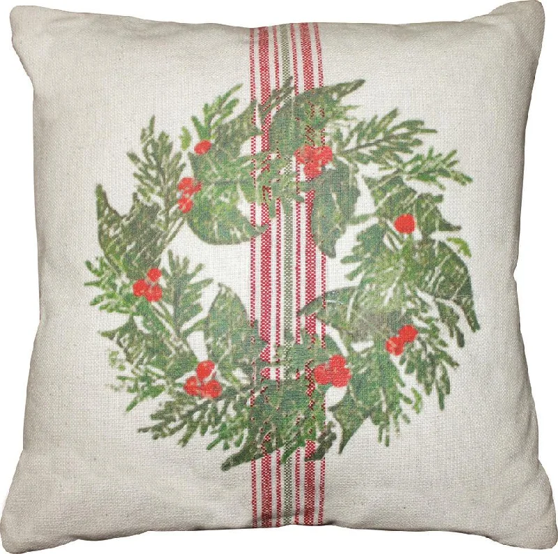 Silk Pillows for Smooth Skin and HairHoliday Grain Sack Cream, Red, Grn Pillow PL064020