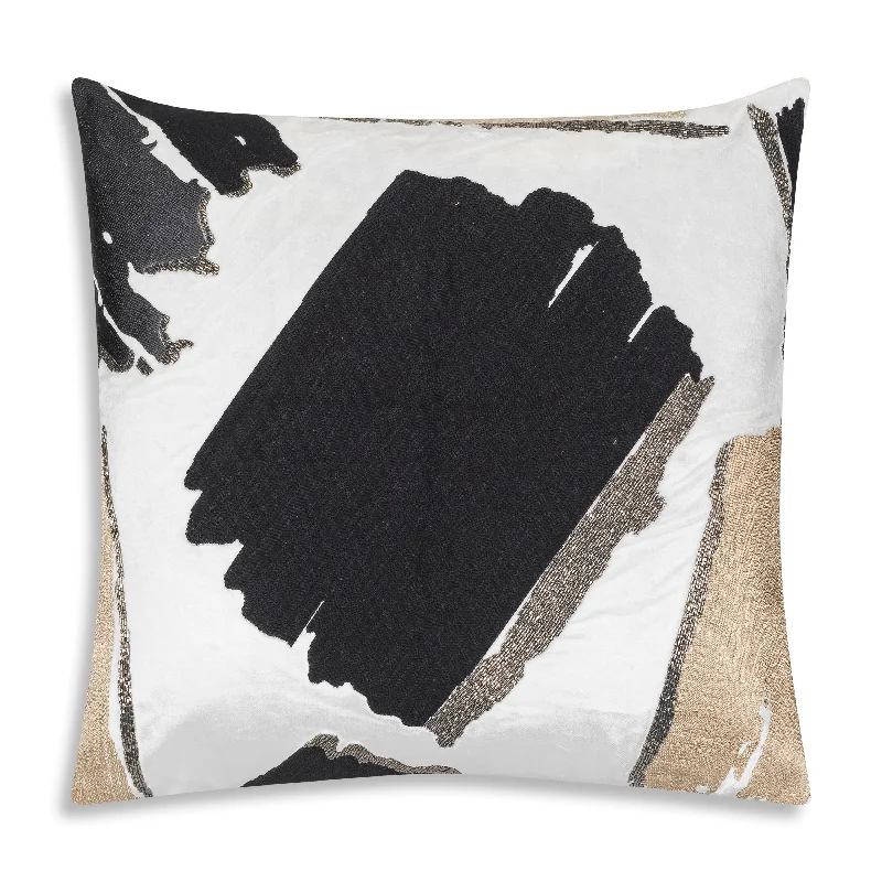 Bolster Pillows for Sofa DecorationKas Ivory Black Brustroke Pillow