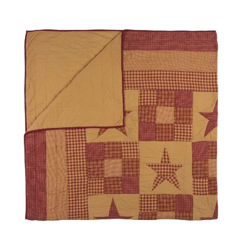 Bed skirts with a high - quality elastic waistbandNinepatch Star King Quilt 105Wx95L