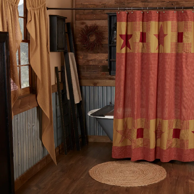 Bed skirts with a geometric cut - out designNinepatch Star Shower Curtain w/ Patchwork Borders 72x72 Bed skirts with a geometric cut - out designNinepatch Star Shower Curtain w/ Patchwork Borders 72x72