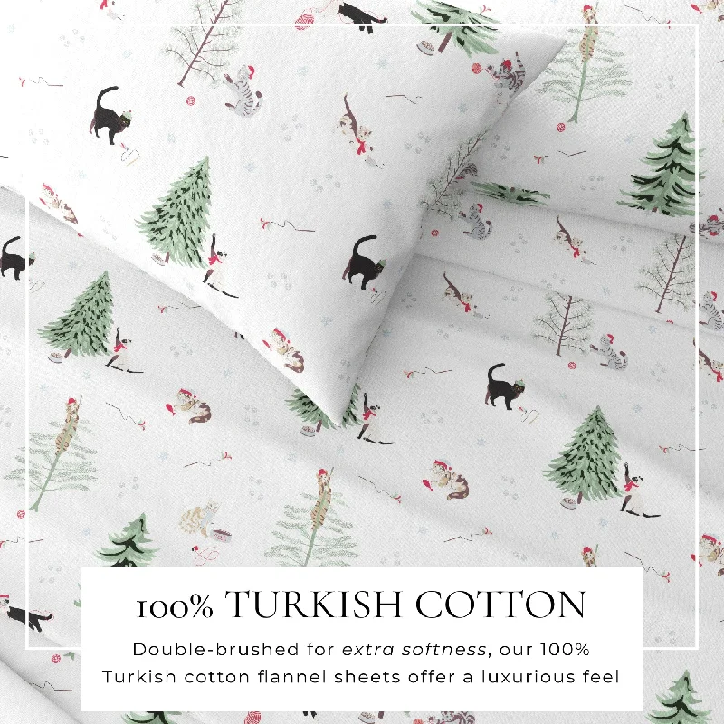 Linen - Cotton Blend Sheets for a Natural and Versatile OptionLinery & Co. Turkish Cotton Double-Brushed Christmas Flannel Bed Sheet Set
