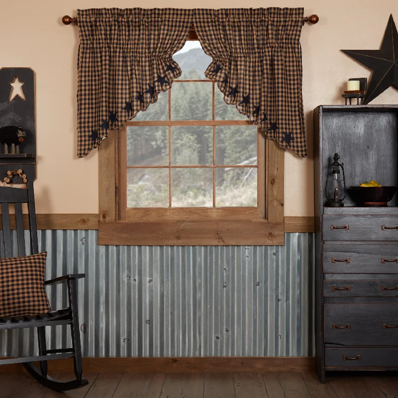 Bed skirts with a high - thread count for a quality feelNavy Star Scalloped Prairie Swag Set of 2 36x36x18 Bed skirts with a high - thread count for a quality feelNavy Star Scalloped Prairie Swag Set of 2 36x36x18