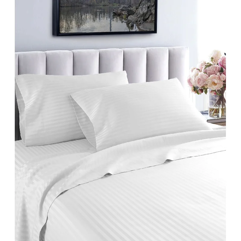 Polyester - Cotton Blend Sheets for Durability and ComfortPorch & Den Jericho Stripe 600TC Egyptian Cotton Bed Sheet Set