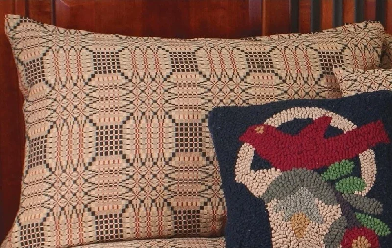 Down Alternative Pillows for Ethical ChoicesTrenton Jacquard Nutmeg Black Red Pillow Sham PS243025