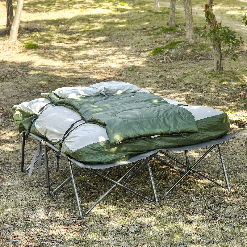 Bamboo - charcoal infused mattresses for odor absorptionOutsunny 2-Person Collapsible Portable Camping Cot Bed Set with Sleeping Bag, Inflatable Air Mattress, & Comfort Pillows Bamboo - charcoal infused mattresses for odor absorptionOutsunny 2-Person Collapsible Portable Camping Cot Bed Set with Sleeping Bag, Inflatable Air Mattress, & Comfort Pillows