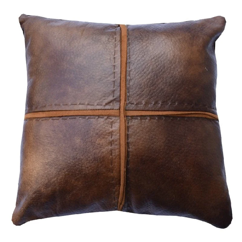 Memory Foam Pillows for Neck SupportFaux Leather Cross Stitched Pillow