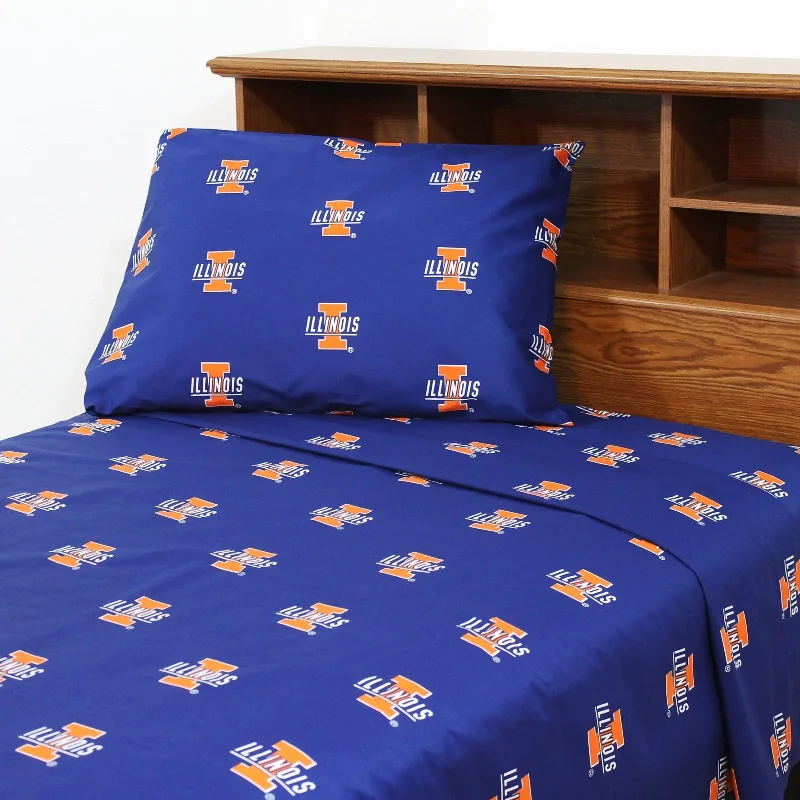 Fitted Sheets with Reinforced Corners for Long - Lasting UseIllinois Fighting Illini 100% Cotton Sheet Set Fitted Sheets with Reinforced Corners for Long - Lasting UseIllinois Fighting Illini 100% Cotton Sheet Set
