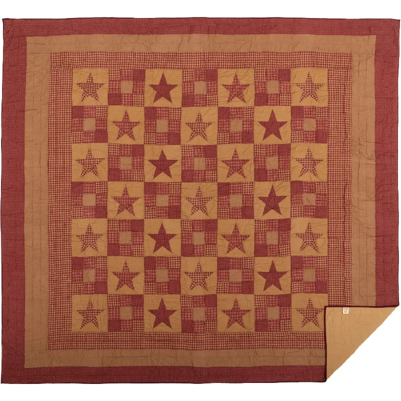 Bed skirts with a bohemian - inspired patternNinepatch Star California King Quilt Set; 1-Quilt 130Wx115L w/2 Shams 21x37 Bed skirts with a bohemian - inspired patternNinepatch Star California King Quilt Set; 1-Quilt 130Wx115L w/2 Shams 21x37