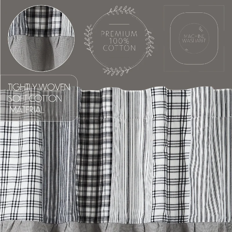 Bed skirts with a tie - back design for adjustabilitySawyer Mill Black Short Panel with Attached Patchwork Valance Set of 2 63x36