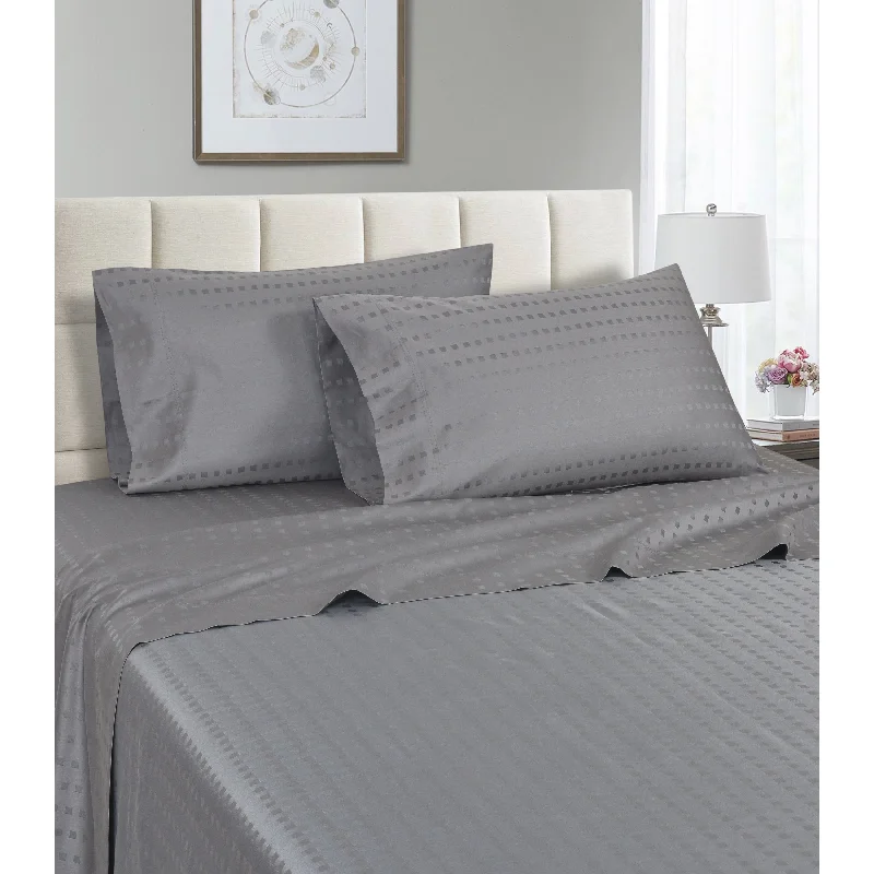 King - Size Sheet Sets with a Decorative Pillow SetSpring Home 1200 Thread Count 100% Egyptian Cotton Deep Pocket Dobby Striped Sheet Set