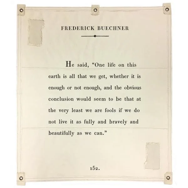 Queen - size mattresses for couples and standard bedroomsWall Tarp - Quote from Frederick Buechner Wall Hanging Queen - size mattresses for couples and standard bedroomsWall Tarp - Quote from Frederick Buechner Wall Hanging
