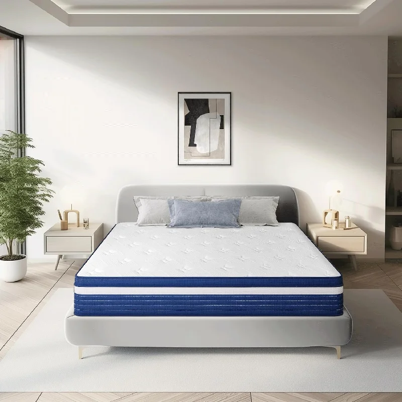 Hybrid mattresses combining foam and innerspring technologyIFLUOUS 10in. Medium Firm Pillow Top Innerspring Mattress for Back Pain Relief and Cooling with CertiPUR-US, SGS and OEKO-TEX
