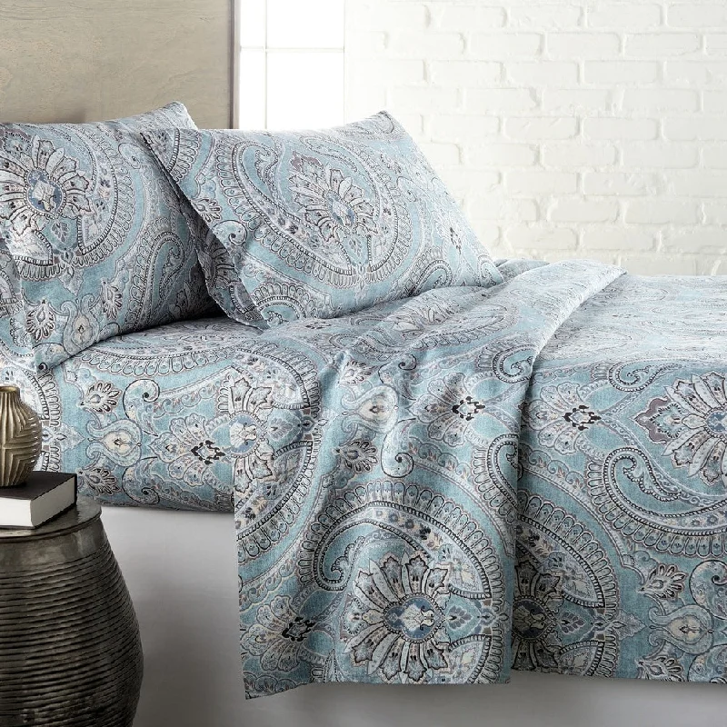 Polyester - Cotton Blend Sheets for Durability and ComfortVilano Deep Pocket Ultra-Soft Pure Melody 4-piece Paisley Bed Sheet Set