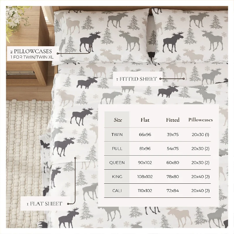 Sheet Sets with Multiple Pillowcase OptionsLinery & Co. Turkish Cotton Double-Brushed Christmas Flannel Bed Sheet Set