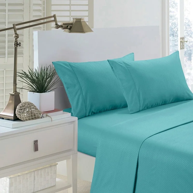 Fitted Sheets with Reinforced Corners for Long - Lasting UsePorch & Den Jenshire Greek Key Embossed Bed Sheet Set