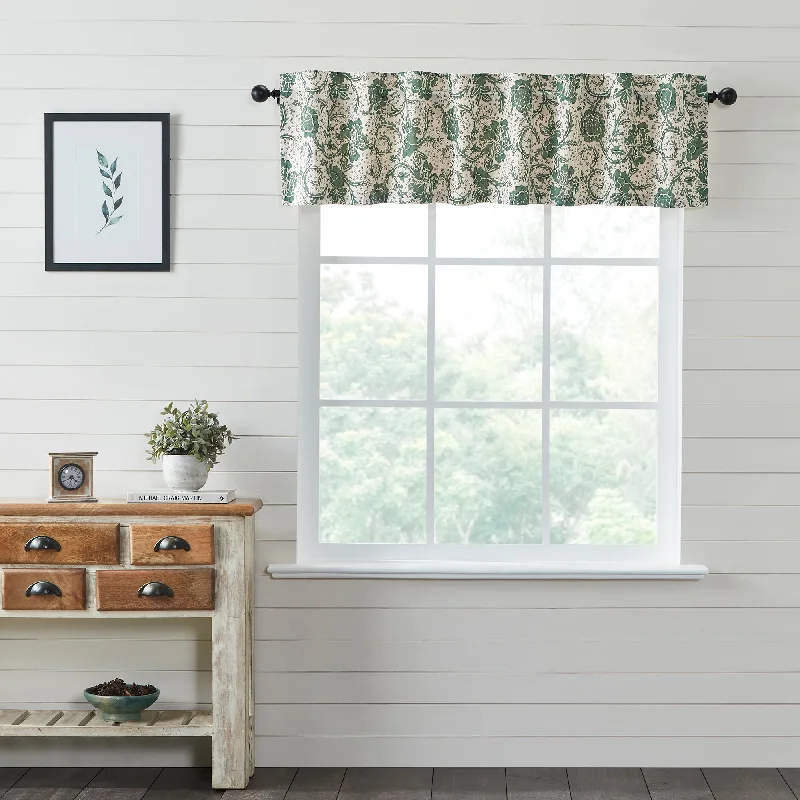 Linen bed skirts for a natural and rustic feelDorset Green Floral Valance 16x72