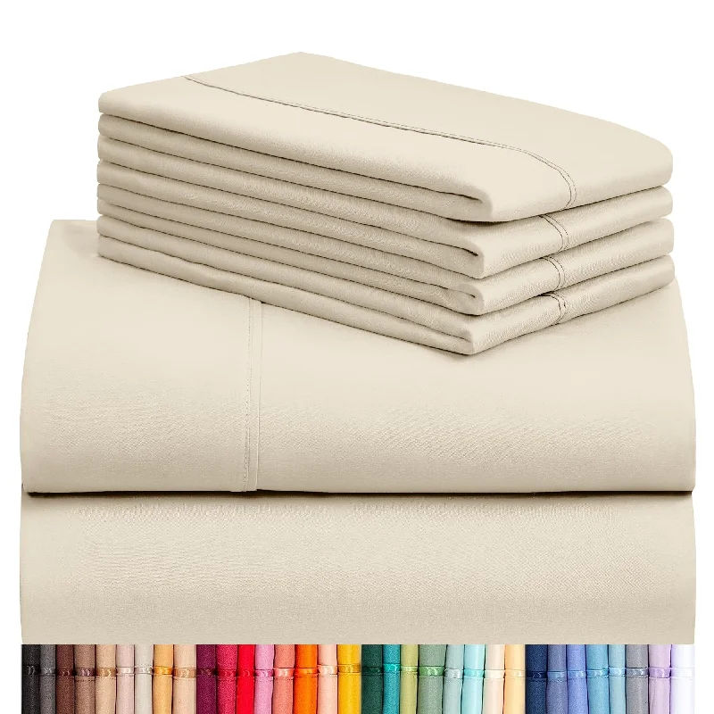 Fitted Sheets with Reinforced Corners for Long - Lasting Use6 PC California King Sheet Set, Breathable Luxury Bed Sheets, Deep Pockets 18" Wrinkle Free Cooling Sheets Machine Washable Fitted Sheets with Reinforced Corners for Long - Lasting Use6 PC California King Sheet Set, Breathable Luxury Bed Sheets, Deep Pockets 18" Wrinkle Free Cooling Sheets Machine Washable
