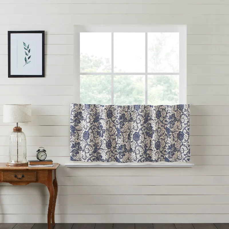 Bed skirts with a damask pattern for an elegant lookDorset Navy Floral Tier Set of 2 L24xW36