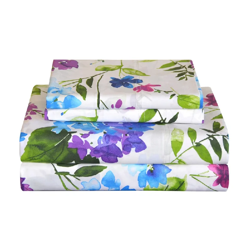 Jersey - Knit Sheets for a Comfortable and Casual BedPointehaven 200 TC Printed Combed Cotton Breathable Percale Cooling Bed Sheet Set