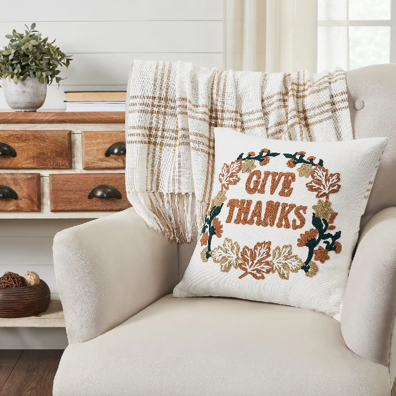 Lumbar Support Pillows for Car SeatsGive Thanks Embroidered Pillow