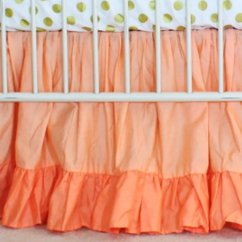 King - size mattresses for spacious master bedroomsDouble Ruffle Crib Skirt | Coral Sunset Papaya and Gold Dots King - size mattresses for spacious master bedroomsDouble Ruffle Crib Skirt | Coral Sunset Papaya and Gold Dots