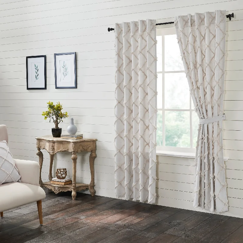 Bed skirts with a nautical themeFrayed Lattice Oatmeal Panel Set of 2 84x40