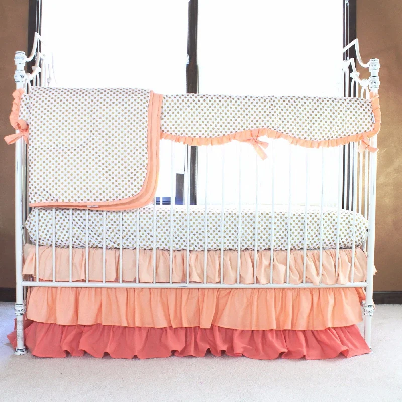 Wool - filled mattresses for natural insulation and moisture - wickingAlexa's Girl Baby Bedding - Gold Dots with Peach and Coral Waterfall Ruffled Skirt Wool - filled mattresses for natural insulation and moisture - wickingAlexa's Girl Baby Bedding - Gold Dots with Peach and Coral Waterfall Ruffled Skirt