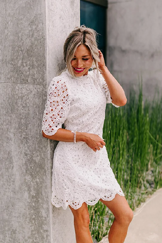 Claim To Love Crochet Dress in White