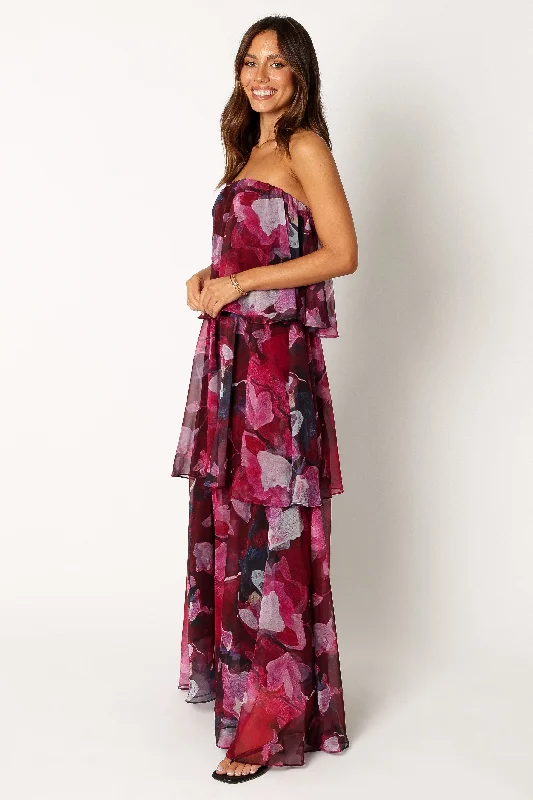 Bloom Strapless Maxi Dress - Purple Floral