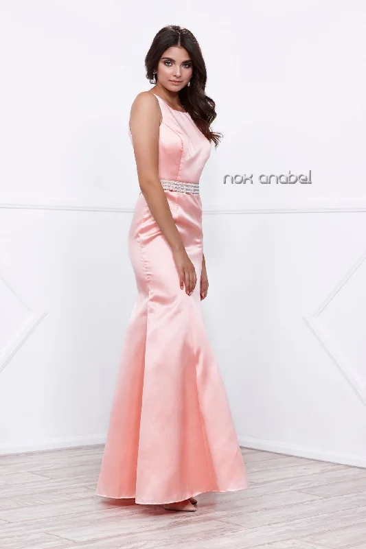 JEWEL NECKLINE BEADED WAIST TRUMPET MERMAID PROM GOWN 8320 BY NARIANNA