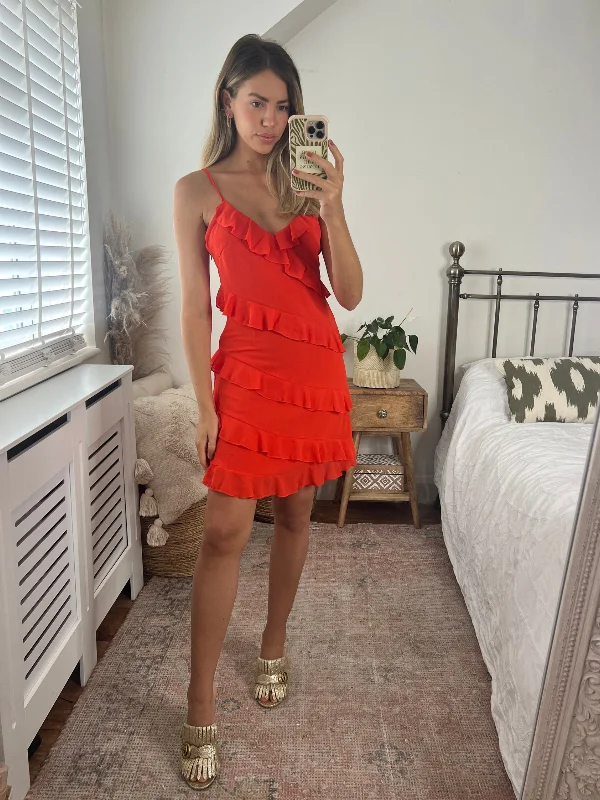 Macey Tiered Strappy Dress / Tomato