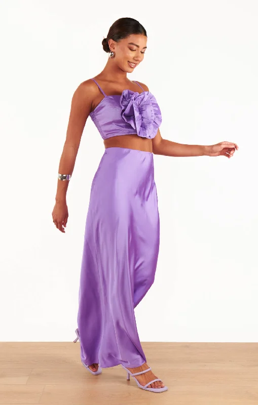 Maxi Slip Skirt ~ Violet Luxe Satin