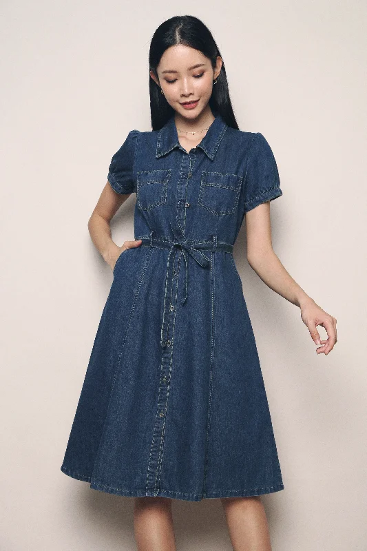 Rianne Denim Midi Dress Mid Wash